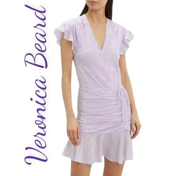 VERONICA BEARD Marla 100% Silk Mini Dress in Lilac Baby Floral, Size 0 - Picture 6 of 11